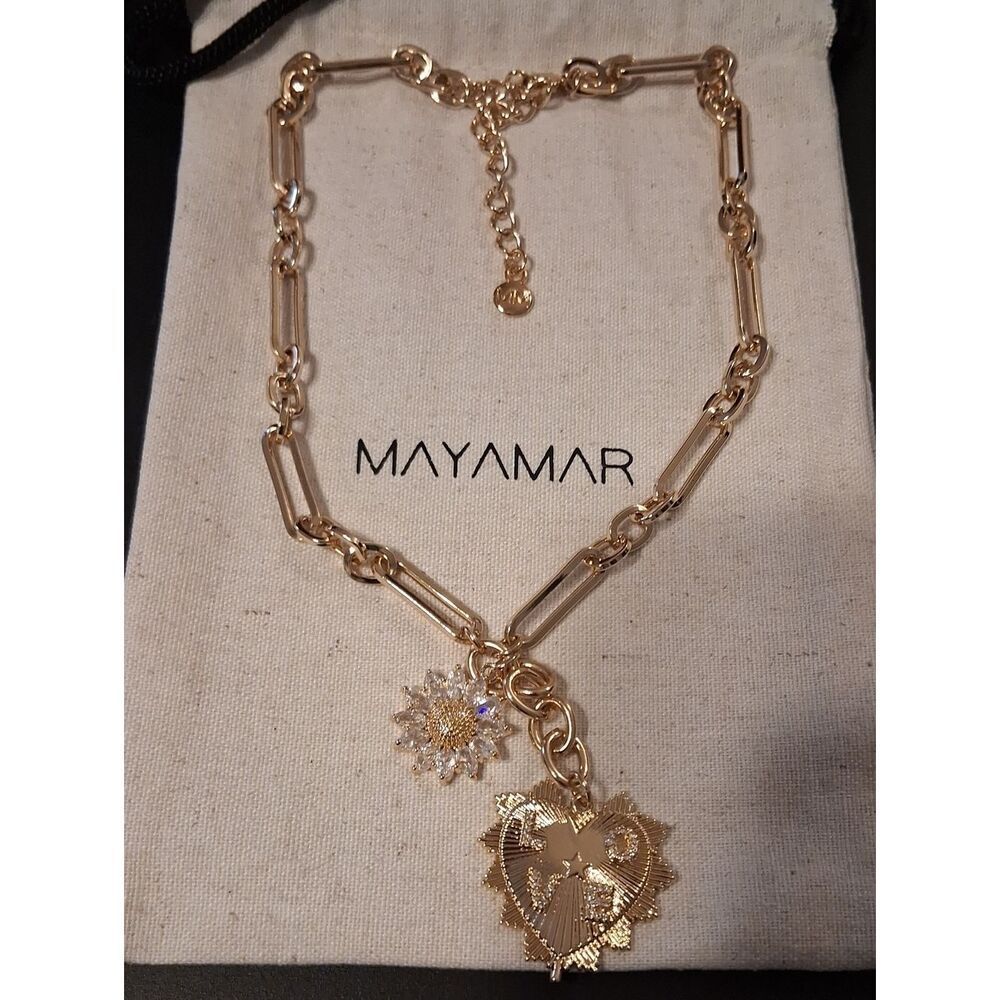 MAYAMAR Paperclip Link Heart Love Necklace New With Pouch